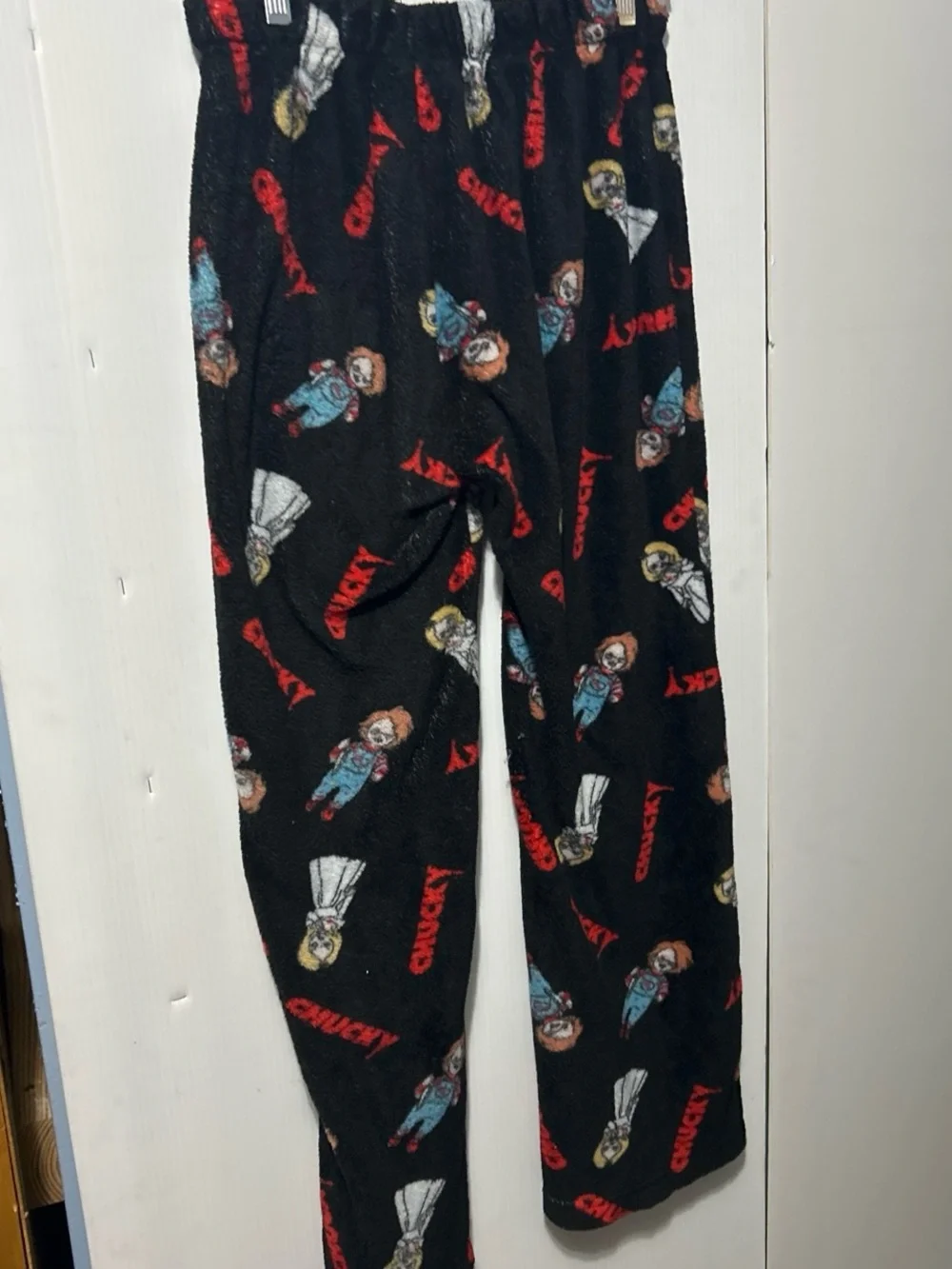 Kids Black Chucky Print Pajama Bottoms